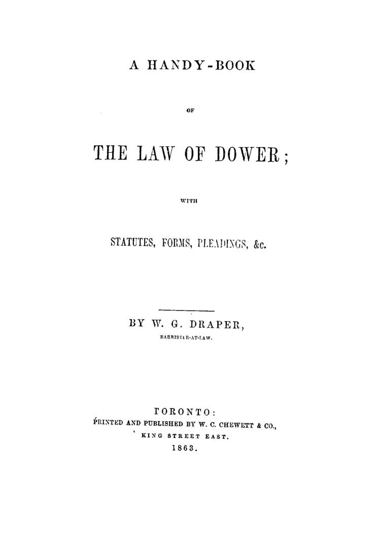 A handy-book of the law of dower