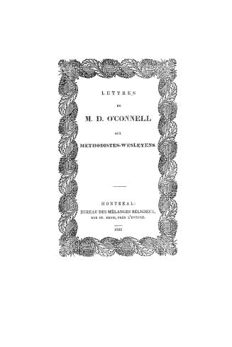 Lettres de M.D. O'Connell aux Méthodistes-Wesleyans