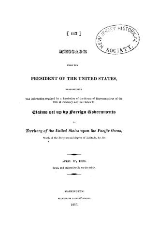 Message from the President of the United States, transmitting the information required by a resolution of the House of Representatives of the 16th of (...)