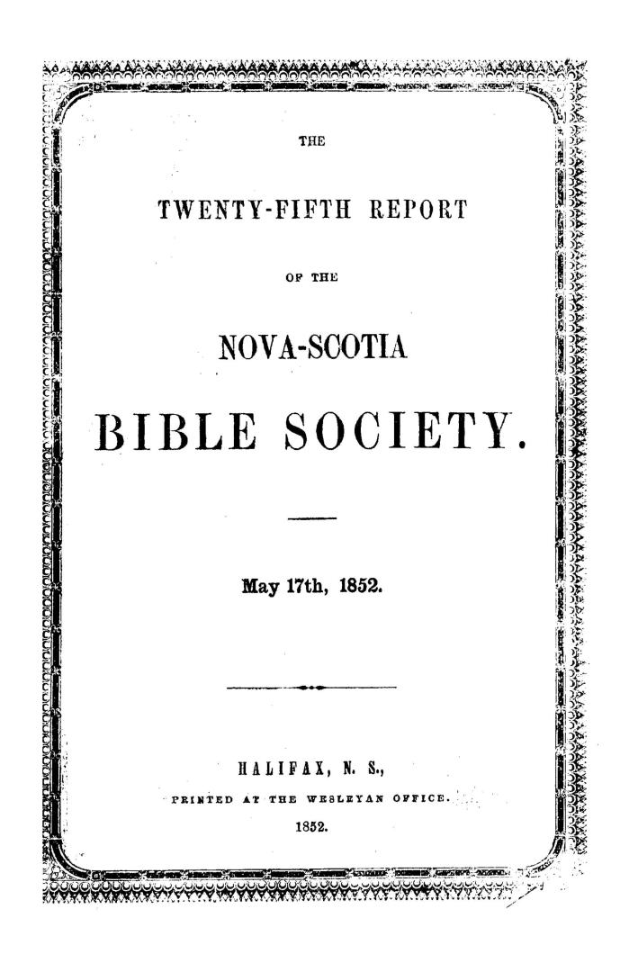 Report of the Nova-Scotia Bible Society