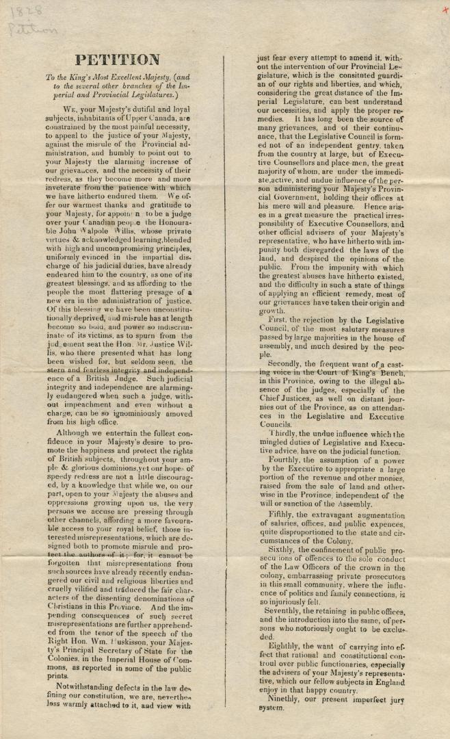 Petition to the King's Most Excellent Majesty : and to the several other branches of the imperial and provincial legislatures