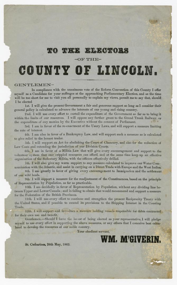 To the electors of the county of Lincoln