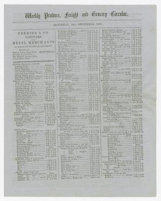 Weekly produce, freight and grocery circular : Montreal, 24th September, 1869