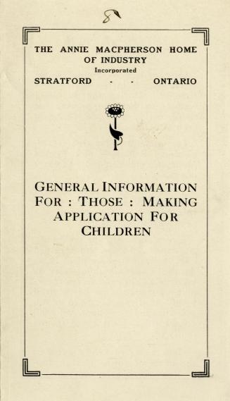 Application form, Annie MacPherson Home of Industry