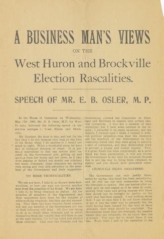 A business man's views on the West Huron and Brockville election rascalities