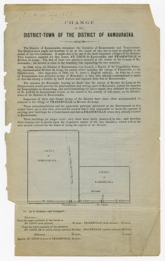 Change of the district-town of the District of Kamouraska