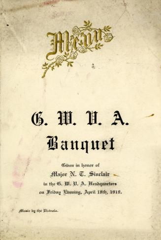 Menu : G. W. V. A. banquet