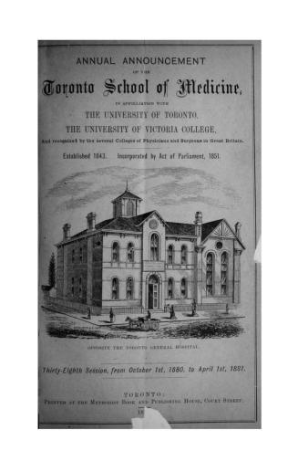 Annual announcement of the Toronto School of Medicine in affiliation with the University of Toronto