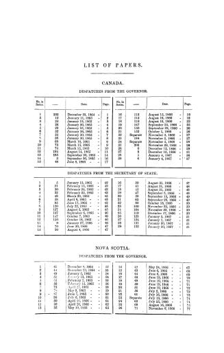 British North American provinces, correspondence respecting the proposed union of the British North American provinces, (in continuation of papers presented 7th February, 1865)