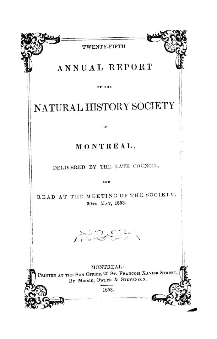 Annual report of the Natural History Society of Montreal