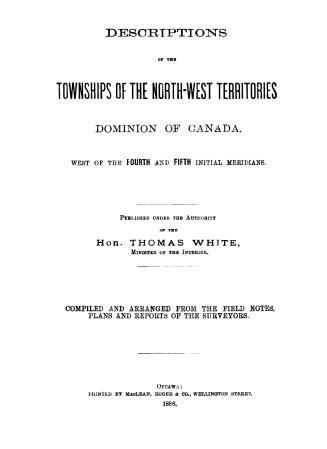 Descriptions of the townships of the North-west Territories, Dominion of Canada