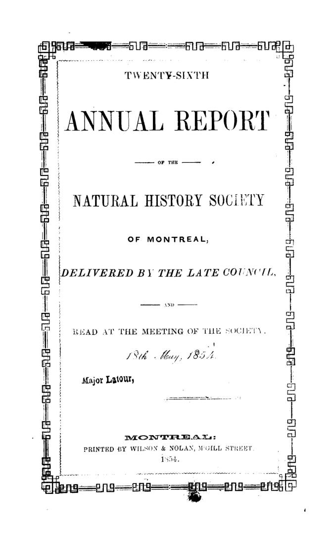 Annual report of the Natural History Society of Montreal