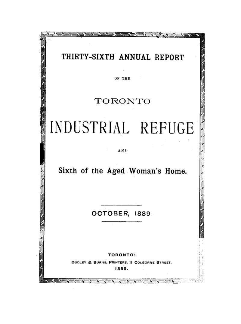 Annual report of the Toronto Industrial Refuge and Aged Woman's Home