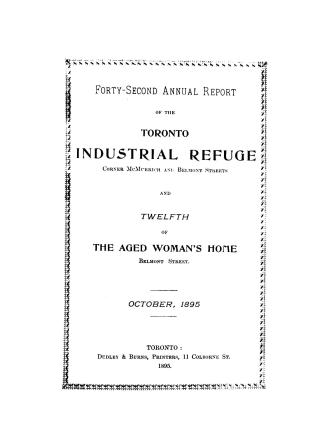 Annual report of the Toronto Industrial Refuge and Aged Woman's Home