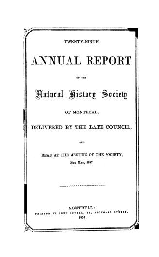 Annual report of the Natural History Society of Montreal