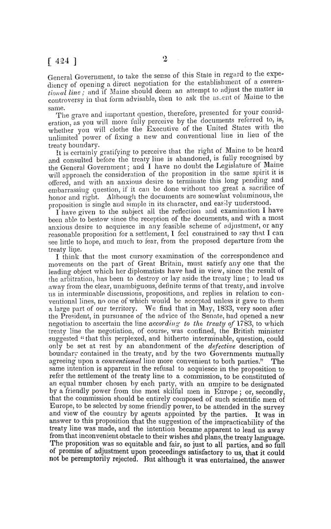 message from the Governor, and resolutions of the Legislature of Maine, in relation to the northeastern boundary of that state, May 7, 1838