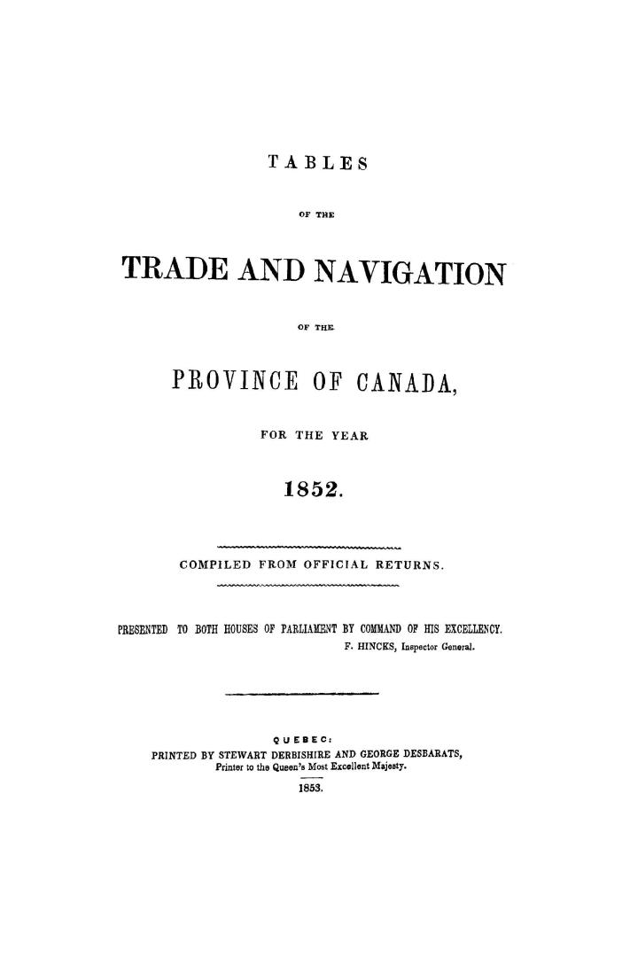 Tables of the trade and navigation of the Province of Canada for the year