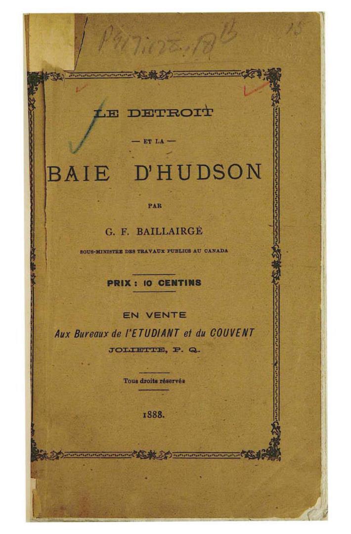 Le détroit et la baie d'Hudson