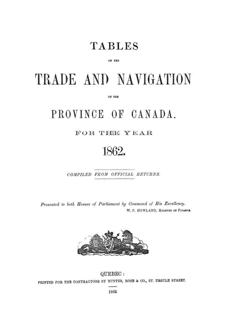 Tables of the trade and navigation of the Province of Canada for the year