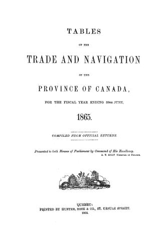 Tables of the trade and navigation of the Province of Canada for the year