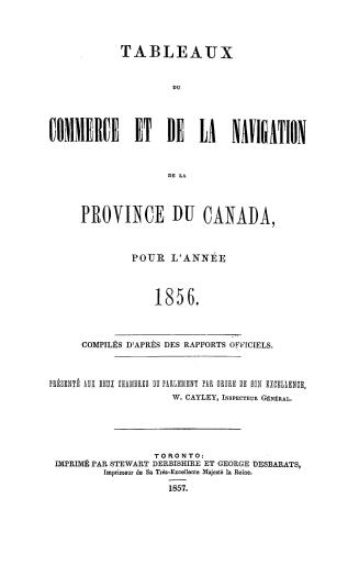 Tableaux du commerce et de la navigation de la province du Canada, pour l'année