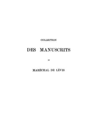 Lettres de M. de Bourlamaque au chevalier de Lévis