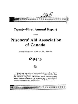 Annual report of the Prisoners' Aid Association of Canada for the year