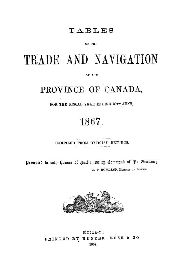 Tables of the trade and navigation of the Province of Canada for the year