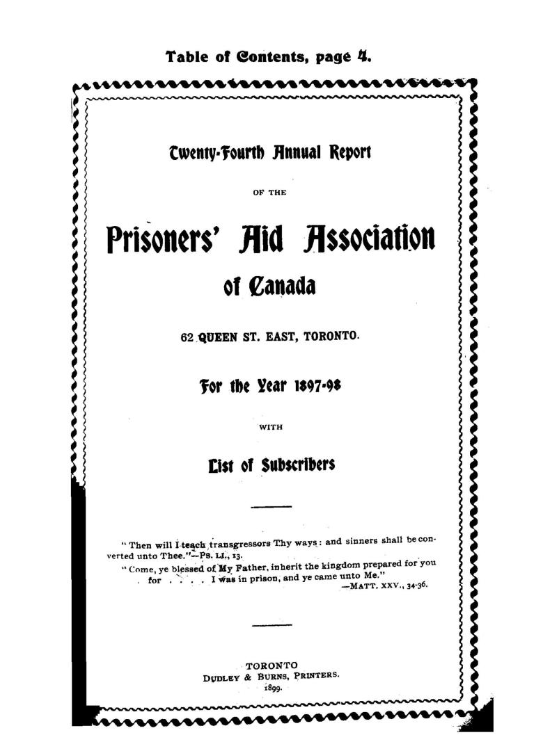 Annual report of the Prisoners' Aid Association of Canada for the year