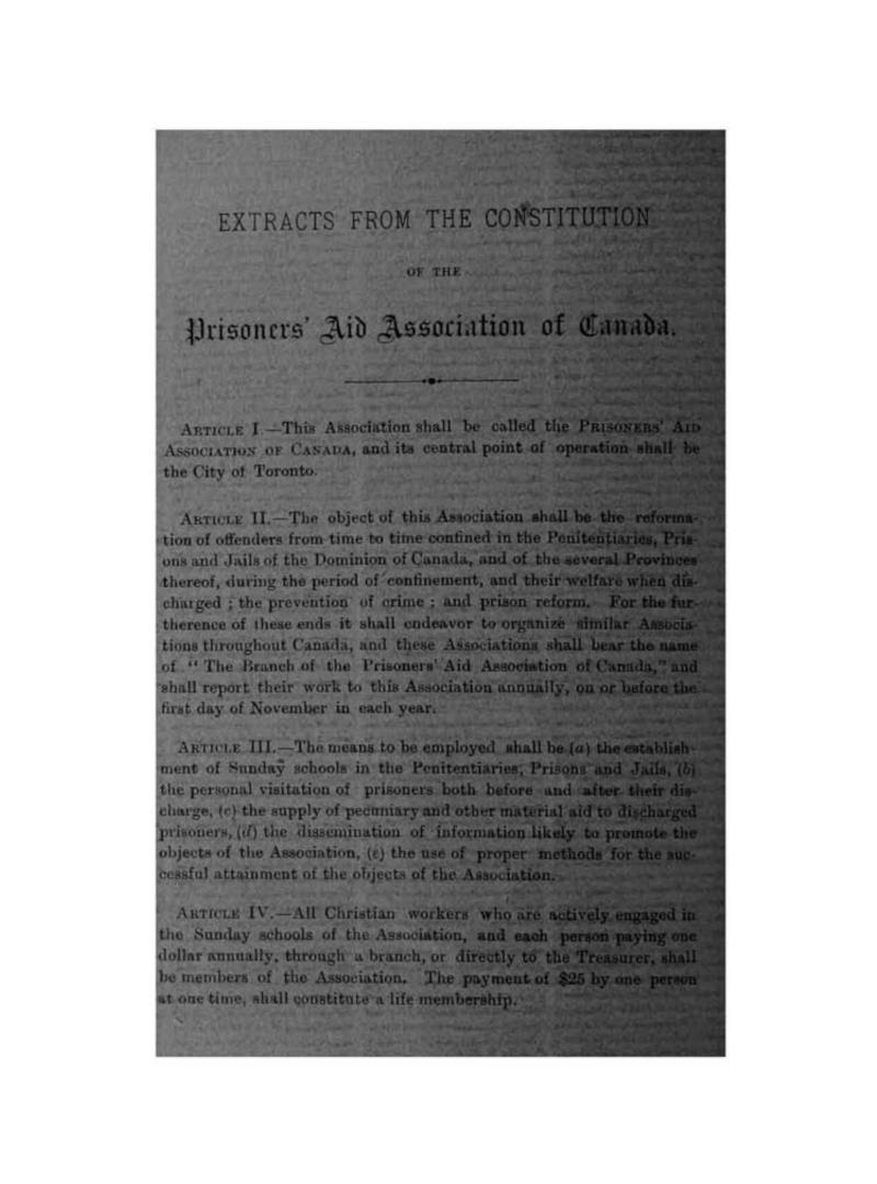 Annual report of the Prisoners' Aid Association of Canada for the year