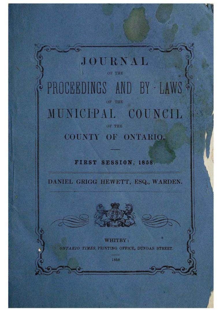 Journal of the proceedings and by-laws of the Municipal Council of the County of Ontario