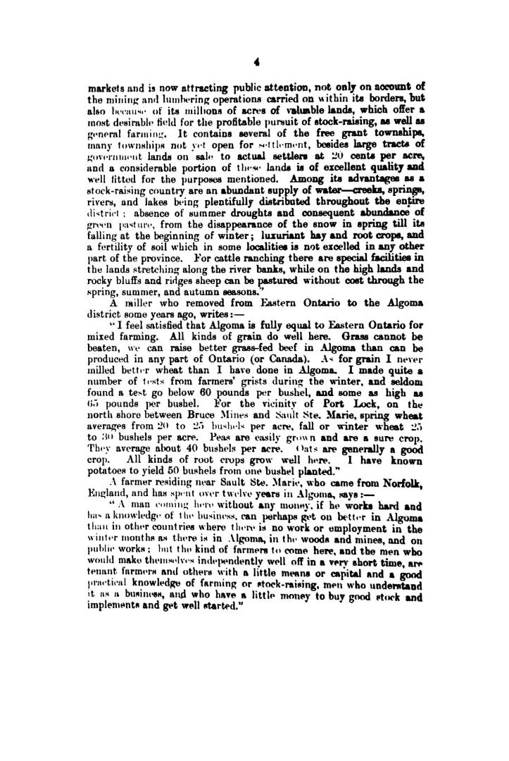 Handbook of information relating to the District of Algoma in the Province of Ontario : letters from settlers and others, and information as to land registrations