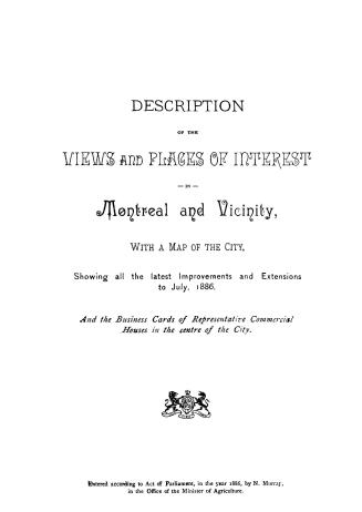 Description of the views and places of interest in Montreal and vicinity,