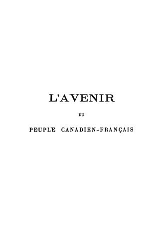 L'avenir du peuple canadien-français