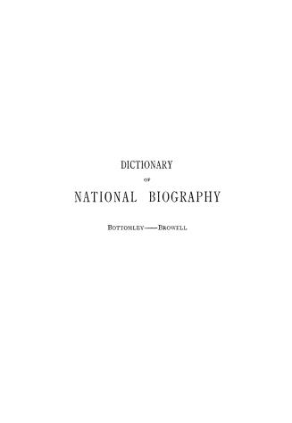 Dictionary of national biography (volume 6: Bottomley - Browell)