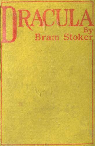 Book cover: Yellow cloth with the novel's title and author in red lettering. 