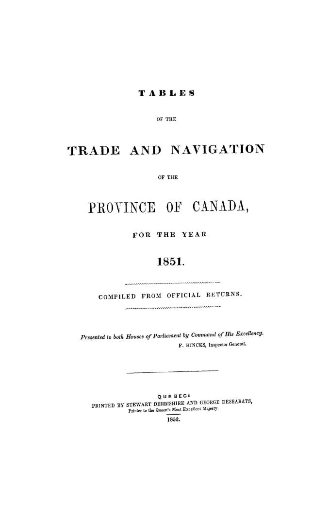 Tables of the trade and navigation of the Province of Canada for the year