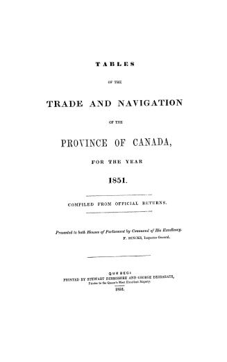 Tables of the trade and navigation of the Province of Canada for the year