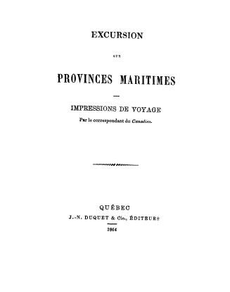 Excursion aux Provinces maritimes