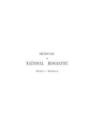 Dictionary of national biography (volume 5: Bicheno - Bottisham)