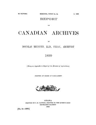 Report on Canadian Archives 1899