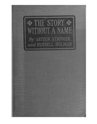 Book cover: Embossed dark blue stamp of novel's title and author names.