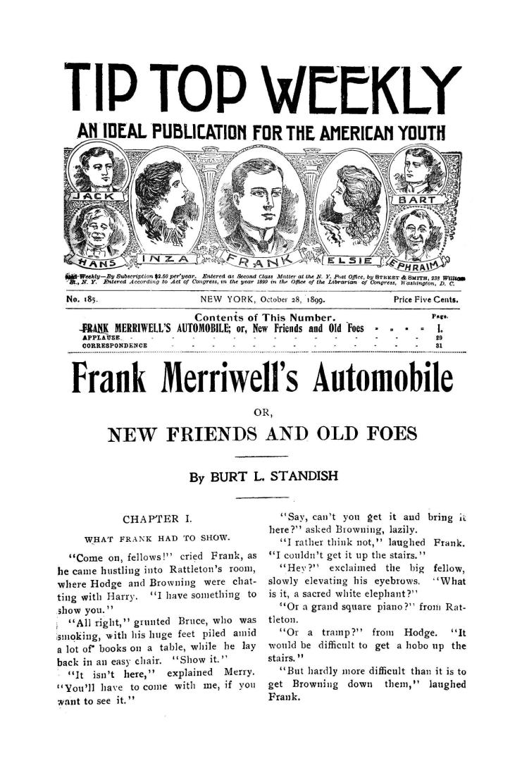 Frank Merriwell's automobile, or, New friends and old foes