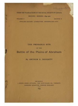 The probable site of the battle of the Plains of Abraham