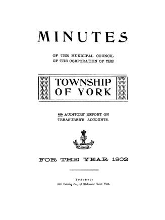 Image shows a cover page of the Minutes of the Municipal Council of the Corporation of the Town…