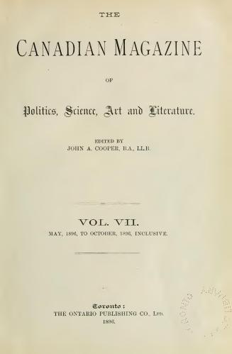 The canadian magazine of politics, science, art and literature, May-October 1896