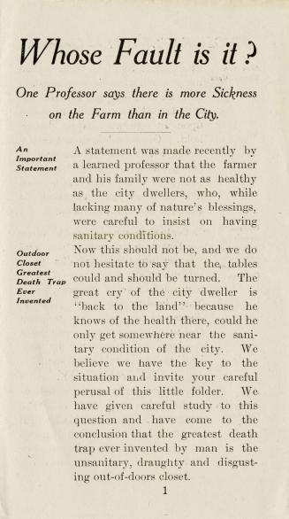 ''The Tweed'' sanitary liquid chemical closet, awarded diploma at Ottawa Exhibition 1911