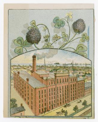 Illustration of the Heintzman Piano Co. factory in the Junction area of Toronto. In the street …