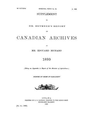 Report on Canadian Archives