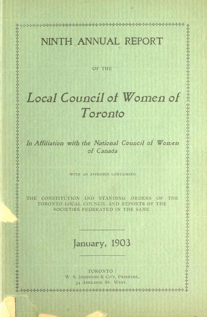 Annual report of the Local Council of Women of Toronto